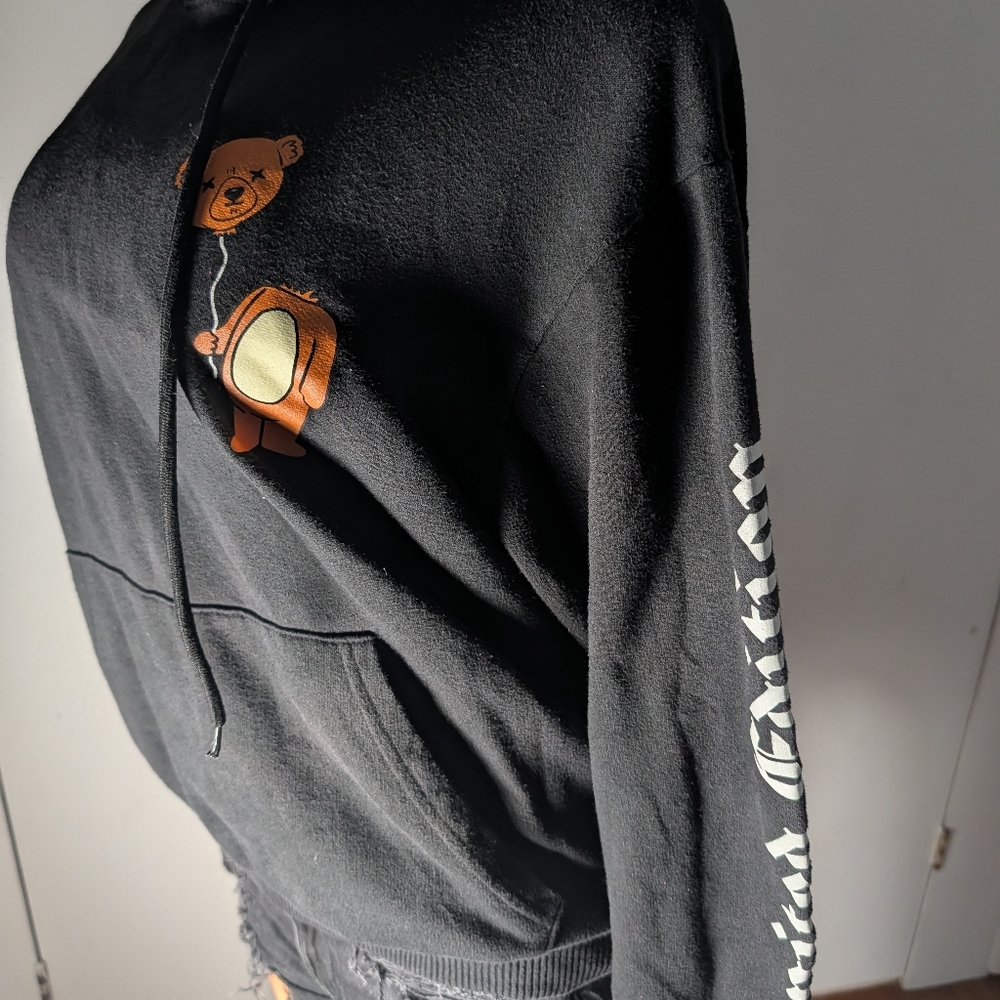 Fresh Laundry Black and orange bear Mens hoodie Size L - Picture 5 of 6